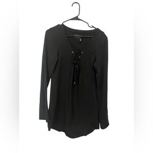 Victoria’s Secret Black Lace-Up Long Sleeve Knit Dress